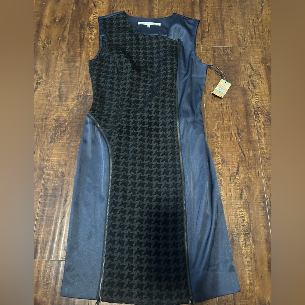 RACHEL Rachel Roy Black and Blue Midi Dress